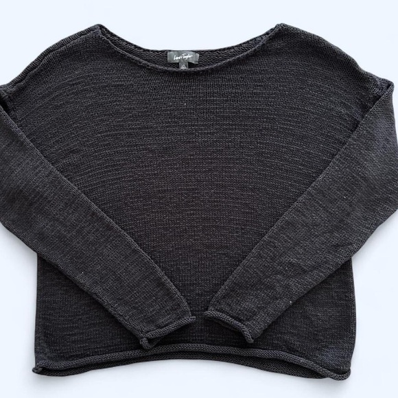 Lord & Taylor Women’s Black Knit Long Sleeve Top Grunge Goth Boho Cozycore Large - Picture 1 of 6